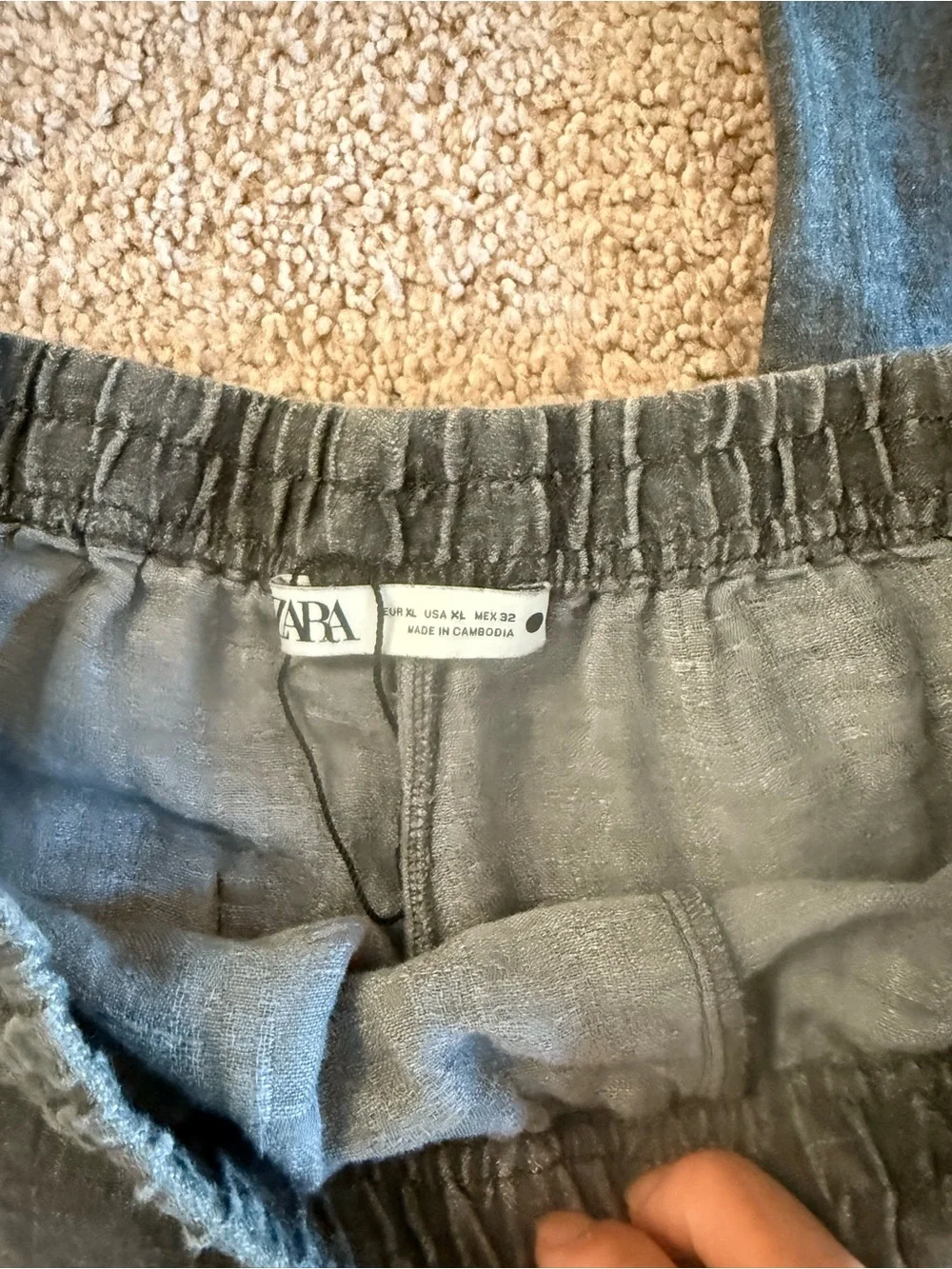 Zara Charcoal Drawstring Linen-Blend Joggers